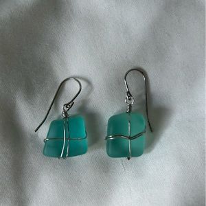 Sea Glass Wire Wrapped Earrings